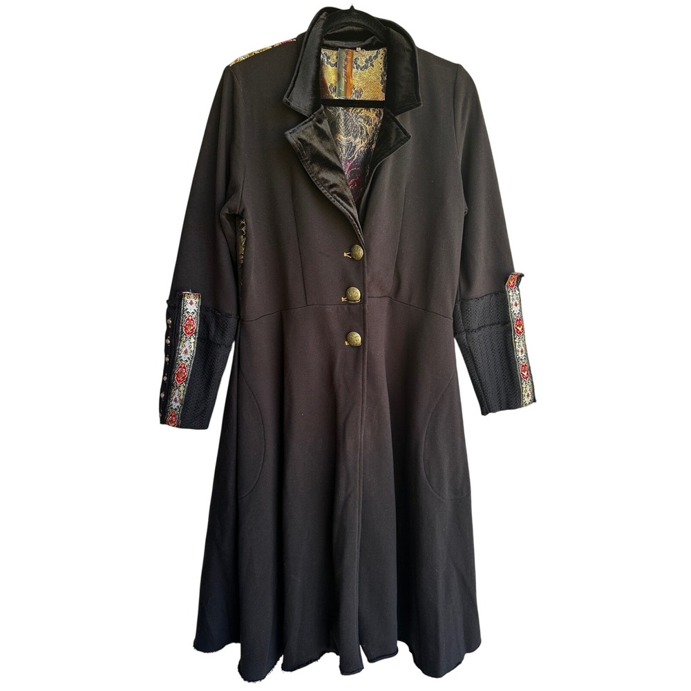 Aratta Silent Journey Heart Of Autumn Brocade Longline Coat Floral Medium